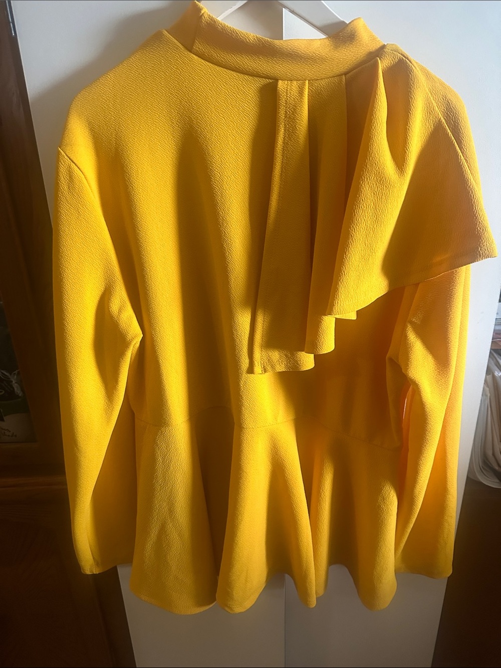 SHEIN Bright Yellow Ruffle-Peplum Tunic